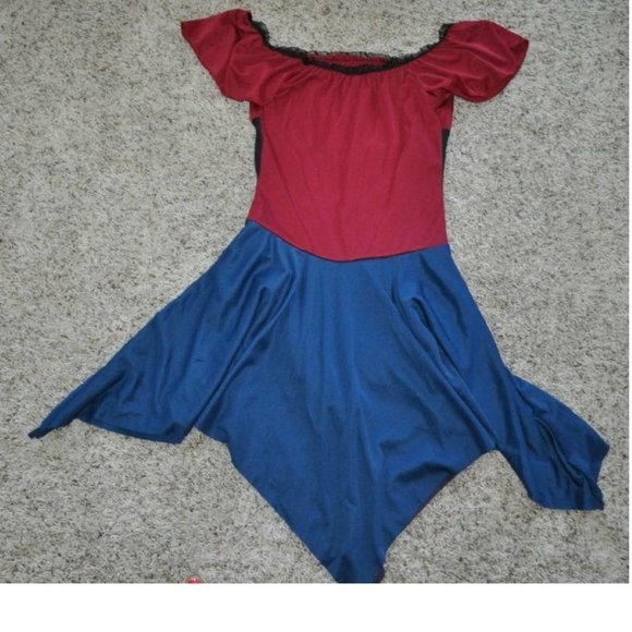 Wicked Gypsy Halloween Costume 3/5 Blue Red Dress 2 Pc Juniors Girls Teen - Picture 4 of 6